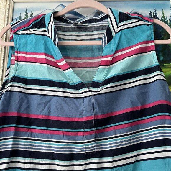 Talbots Tank Top Womens Sz Large Petite Striped Bright Multicolor Summer Preppy - Picture 2 of 9